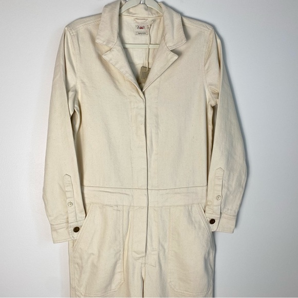 Faherty Overland Twill Jumpsuit Womens Small Natural Ivory Cream Casual NWT - Picture 6 of 13